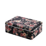Sn-255-1 Caja Metalica 18x12,5x6 Flores Negra